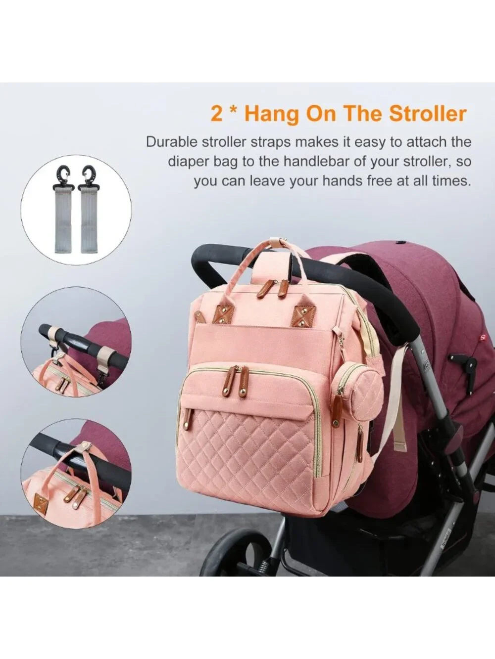 Stylish Waterproof 3-in-1 Diaper Bag Backpack with Changing Pad, Large Travel